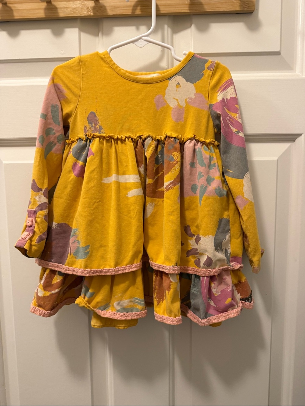 Matilda Jane Mustard Yellow Floral Tiered Long Sleeve Dress